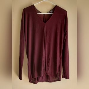 Vince V Neck Plum Purple Long Sleeve Shirt Size S Women's T Shirt